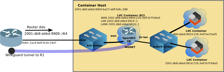 Virtual router Network with WG tunnel