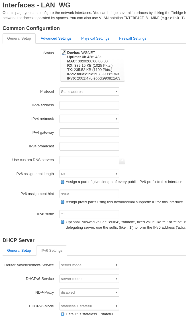 Adding a new Interface Peer DHCPv6-server config