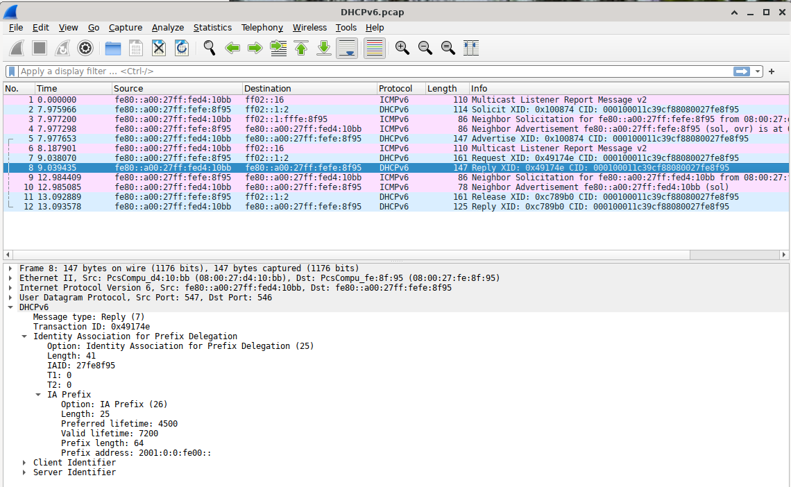 wireshark DHCPv6-PD transaction