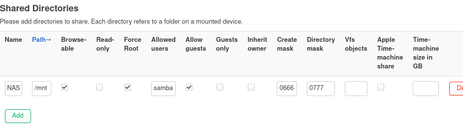 Samba Shared Dirs
